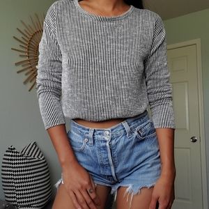 Striped Long Sleeve Crop Top